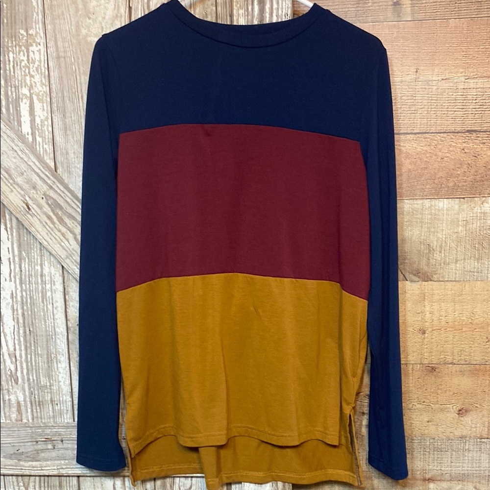 Color Block Long Sleeve Top